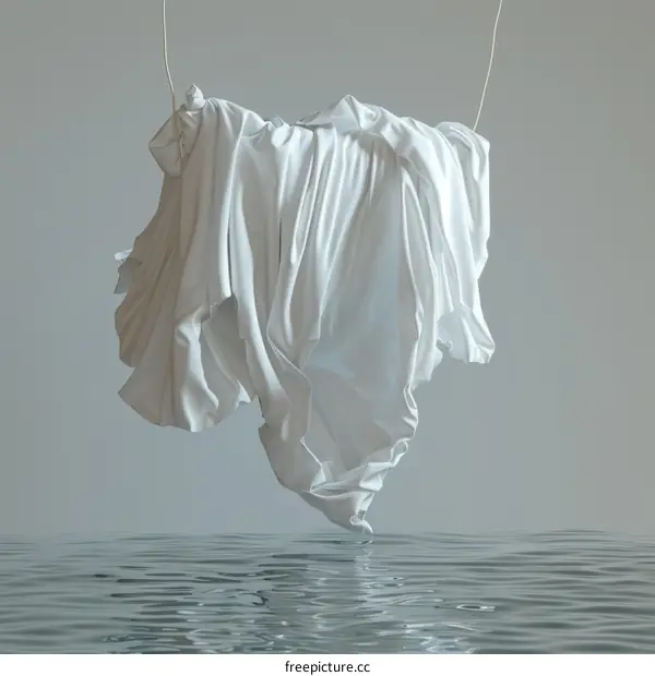 White cloth floating above water surface