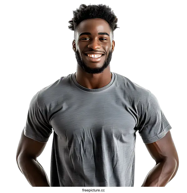 [Transparent Background PNG]Studio portrait of a young African-American man smiling