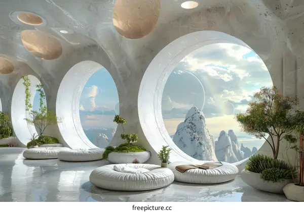 Futuristic Interior Design with Breathtaking Mountain Views and Panoramic Windows