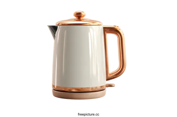 [Transparent Background PNG]Modern Cream-Colored Electric Kettle with Rose Gold Accents