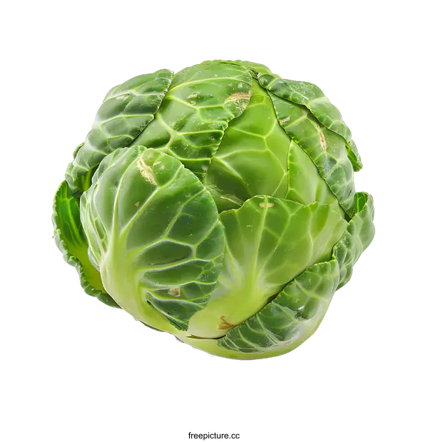 [Transparent Background PNG]Fresh Green Brussels Sprout Isolated On White Background