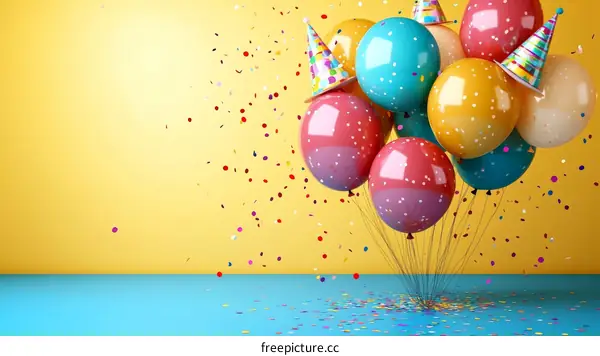 Colorful Birthday Balloons and Confetti