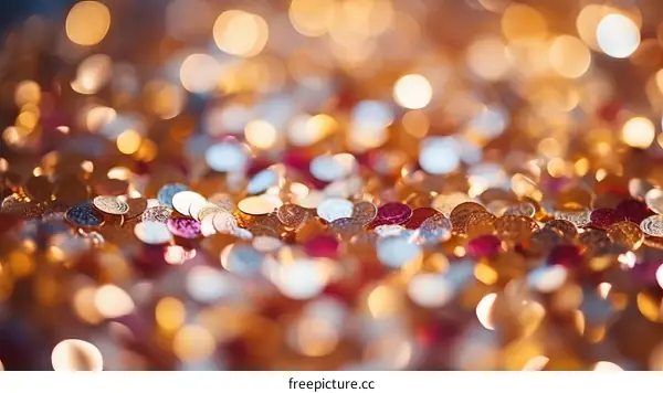 Pink Gold and Silver Coins as a Background