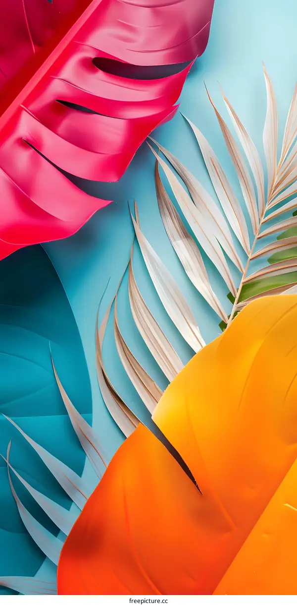 Tropical Leaves Abstract Background Colorful