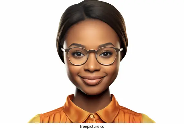 Portrait of a young African-American woman wearing brown eyeglasses