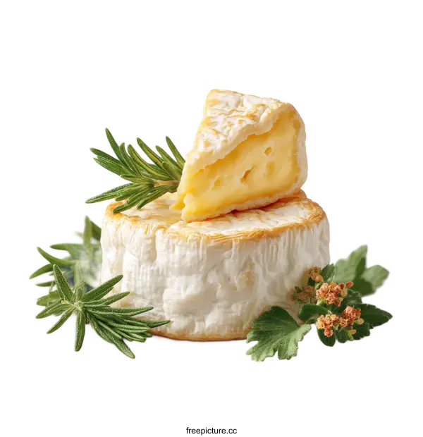 [Transparent Background PNG]Delicious Camembert Cheese with Rosemary