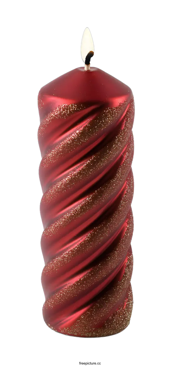 [Transparent Background PNG]Red Glitter Candle with Flame