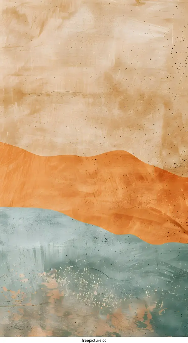 Abstract Art of Painted Wall with Beige Orange and Green