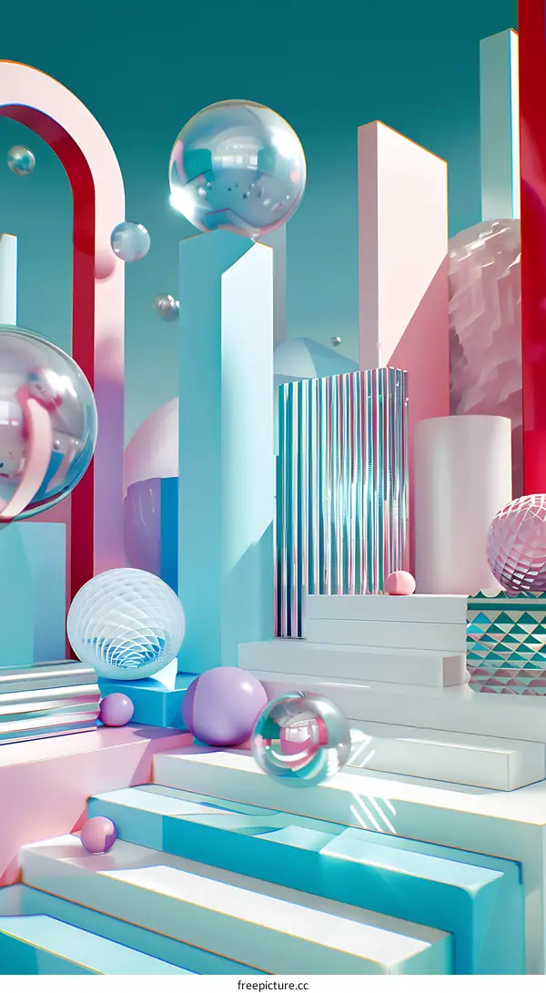 Abstract 3D Colorful Geometric Shapes Design