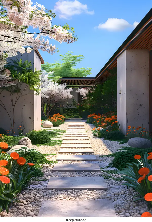 Modern house with beautiful garden