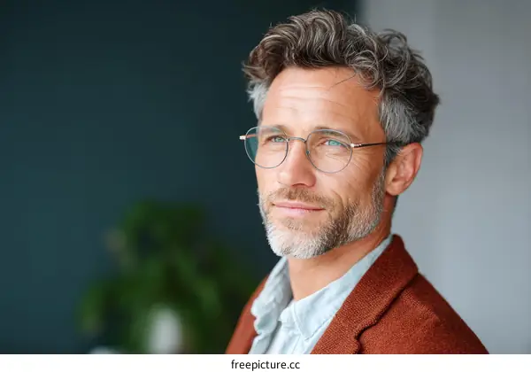 Closeup Portrait of a Man with Glasses