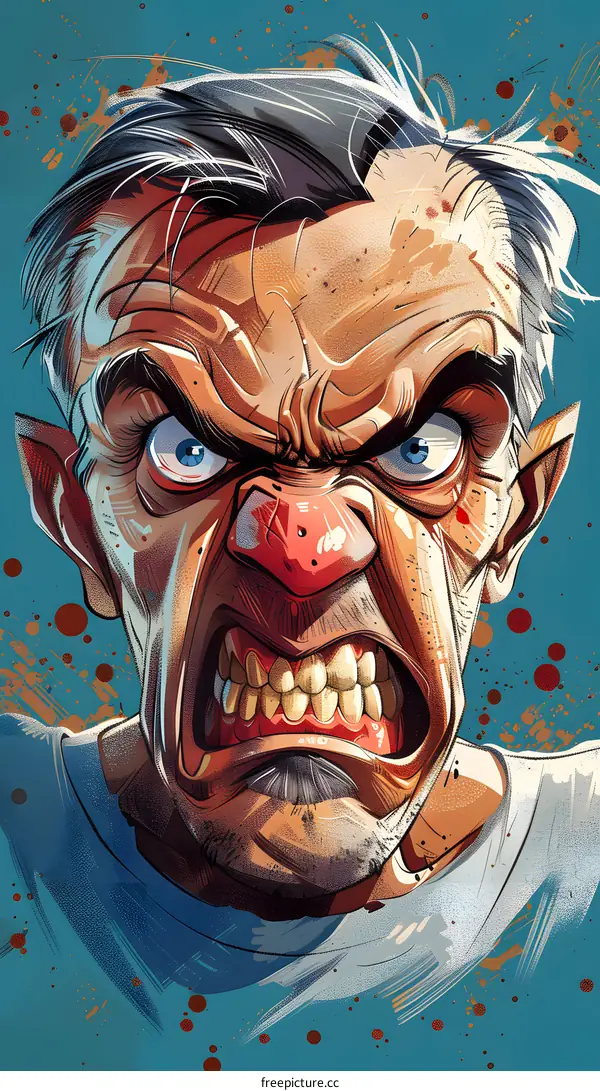 A digital painting of an angry man