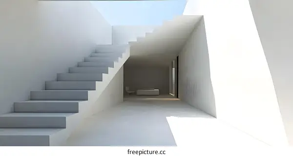 Modern Minimalist White Staircase Interior Design