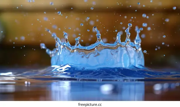Close-up photography of water crown formed when a water drop hits a water surface