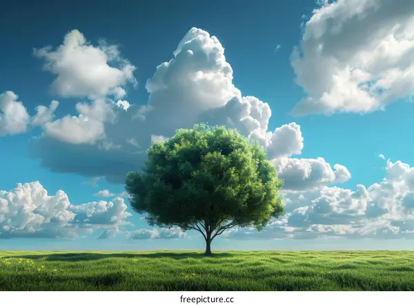 Stunning  Summer Landscape with a Solitary Tree