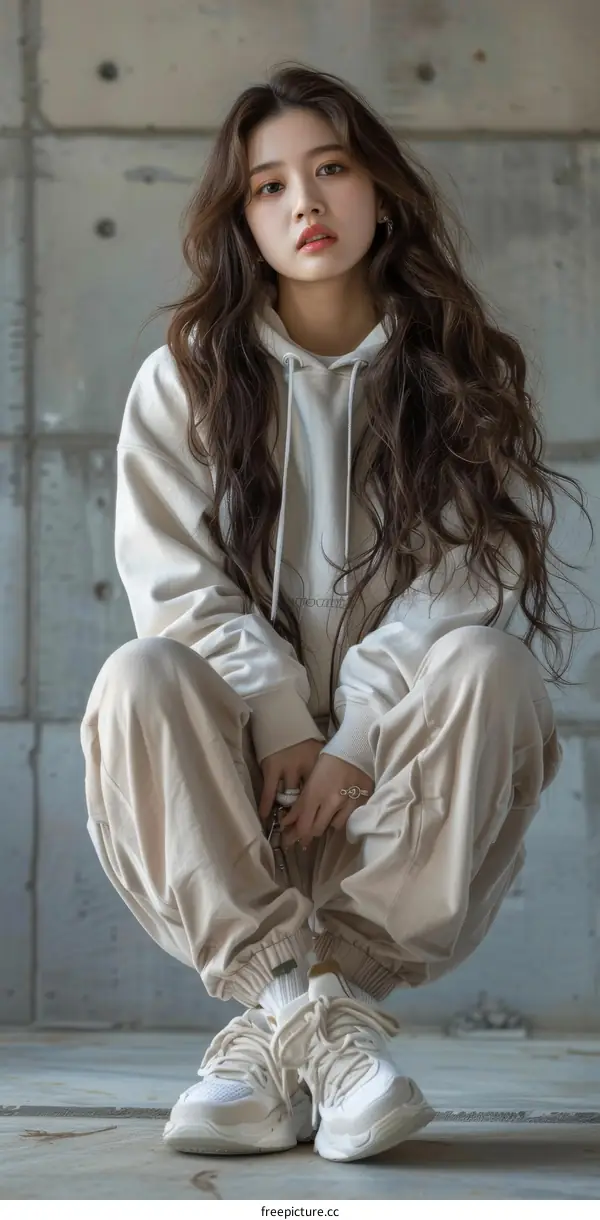 A Young Asian Woman Posing in a Casual Outfit