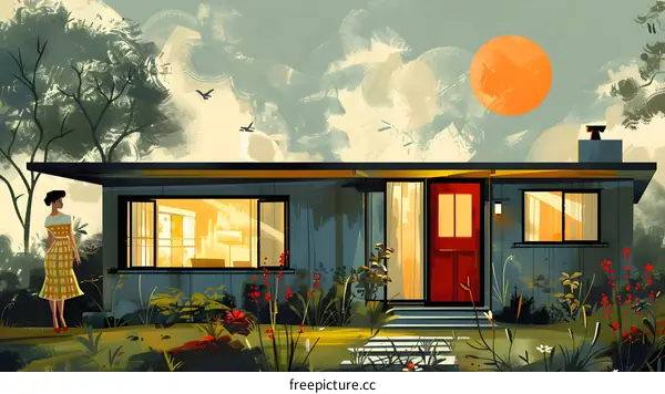 woman standing outside a house