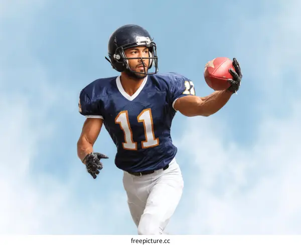 African American Football Player in Action