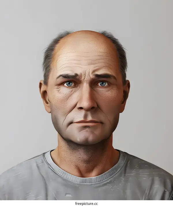 Portrait of a Bald Man with Grey T-Shirt