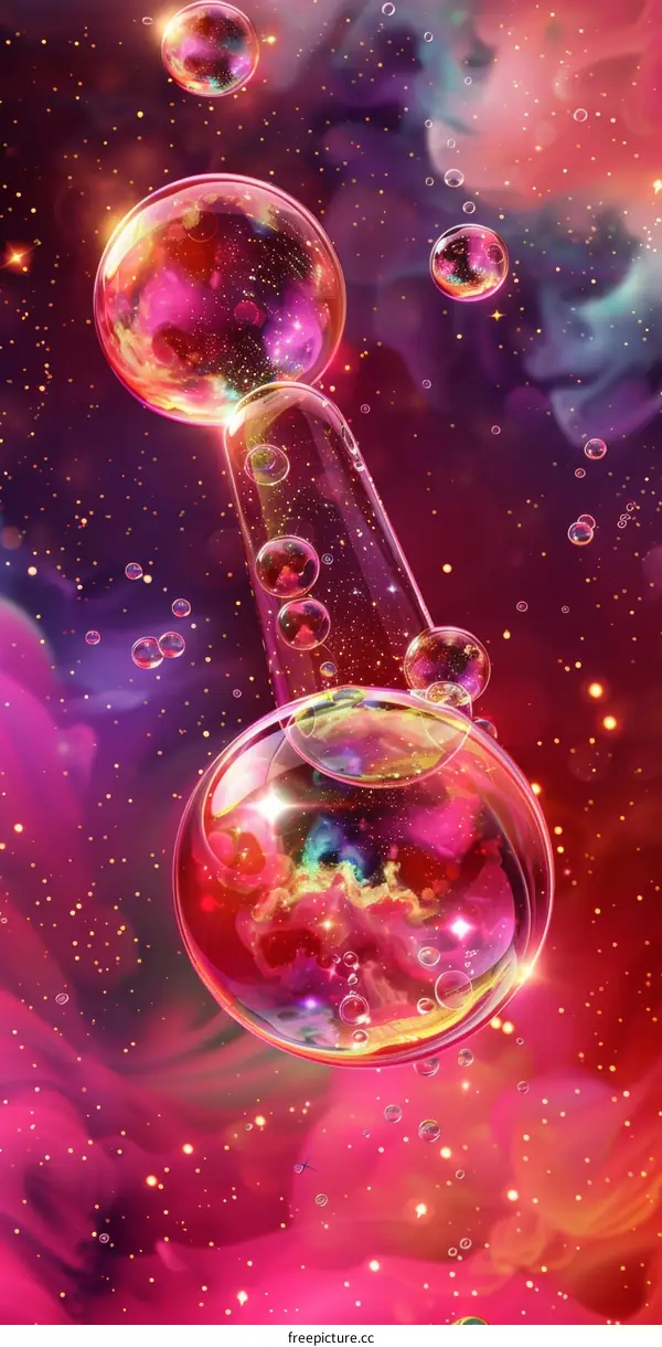 Vivid bubbles floating in outer space
