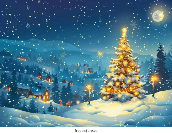 Magical Christmas Eve Snow Scene