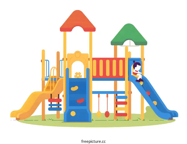 Colorful Playground with Slide and Climbing Frame