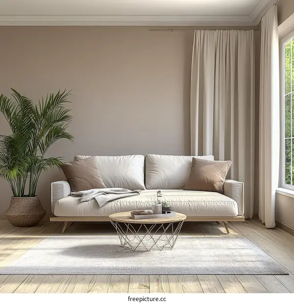 Modern Beige Living Room Interior Design