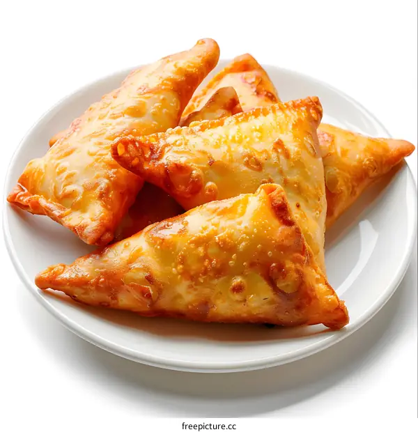 Crispy Fried Samosas on a White Plate