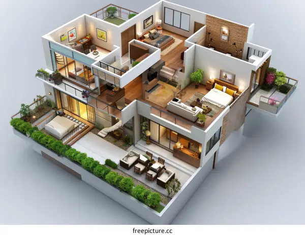 Modern House Floor Plan Design Illustration