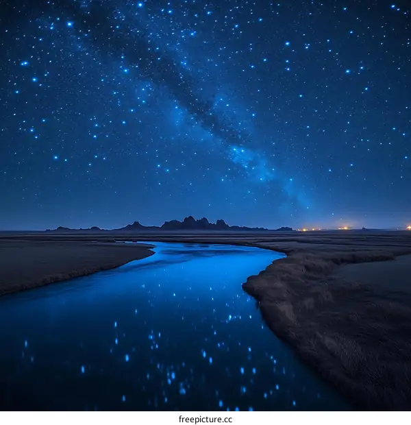 Starry Night Sky over a Calm River