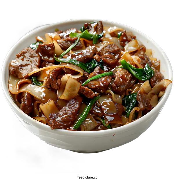 [Transparent Background PNG]Stir fried beef with rice noodles