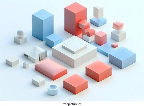 Abstract 3D Shapes, Minimalist Geometric Background