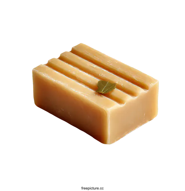 [Transparent Background PNG]Natural Bar of Soap with Leaf Decoration