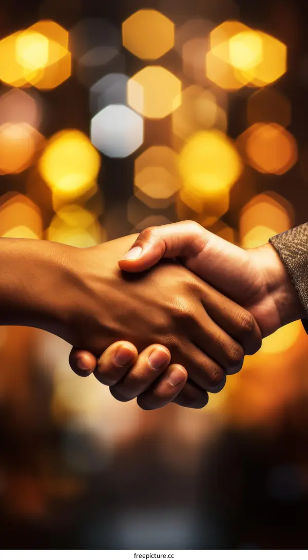 Business handshake with blurred background