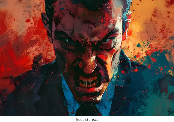 man in suit screaming