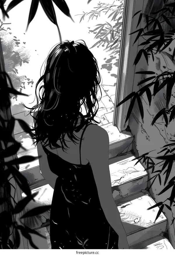 A girl standing in the doorway looking out