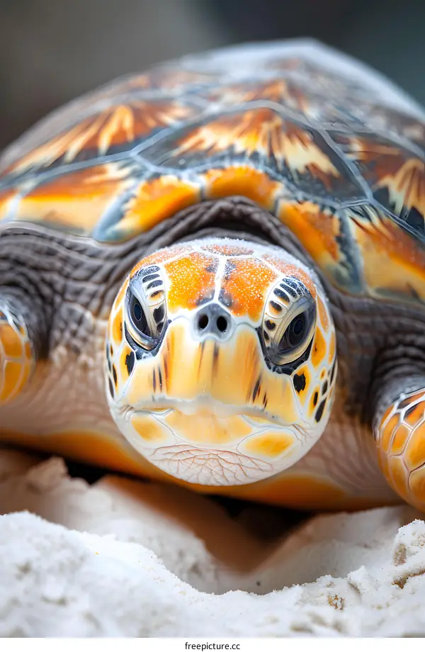 Close Up of a Sea Turtle on the Beach