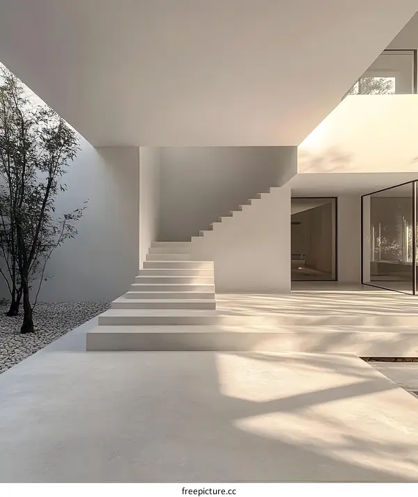 Minimalist Modern Architecture White Staircase Interior Design