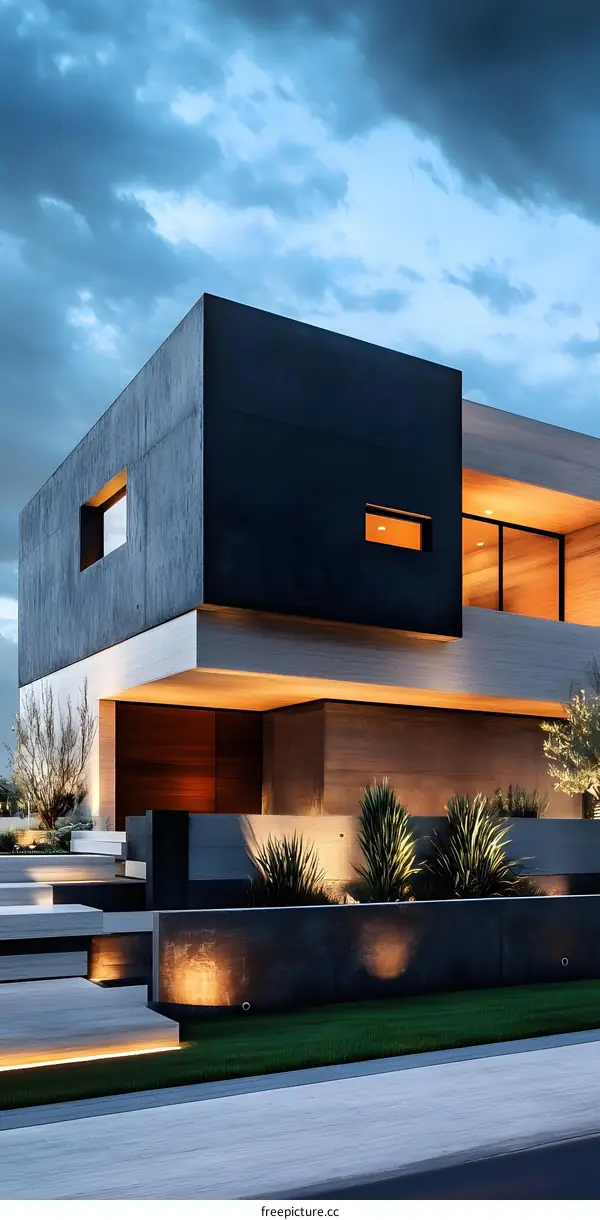 Modern Minimalist House with Outdoor Patio and Landscaped Garden