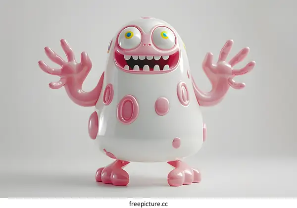 A cute pink and white cartoon monster