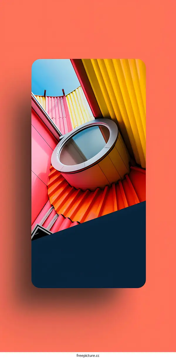 Abstract Colorful Building with Circular Window