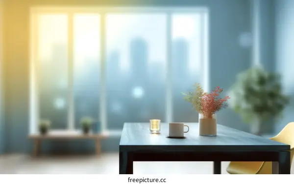 Modern Home Office Table Scene with Natural Lighting