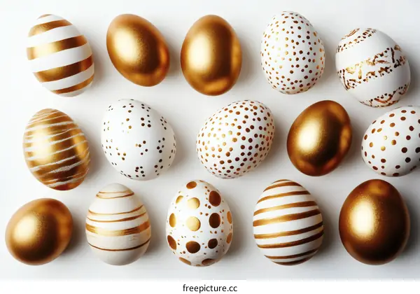 Gold and White Easter Eggs Pattern Arrangement