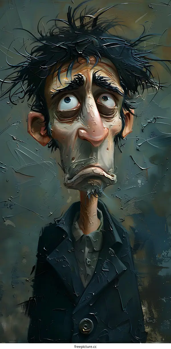 Portrait of a Disheveled Man in a Black Coat