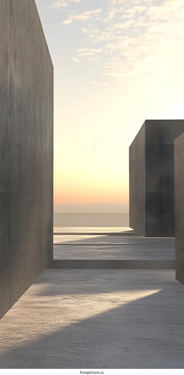 Minimalist Concrete Architecture Design With Sky View