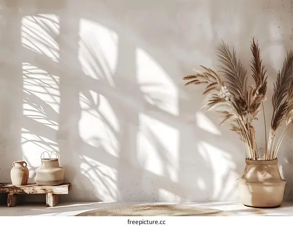 Minimalist Interior Design with Dried Pampas Grass