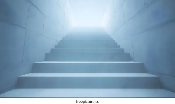 White Concrete Staircase Leading To Light