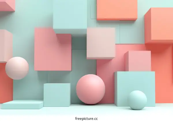 Geometric Composition with Pastel Spheres