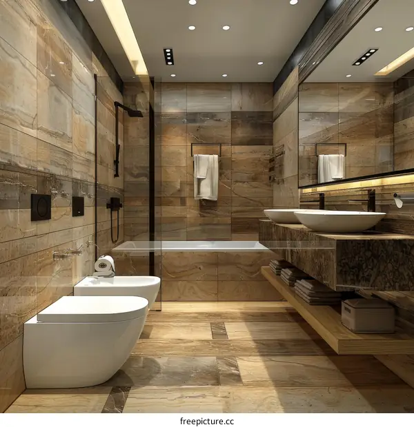 Modern Bathroom Design with Stone Tiles