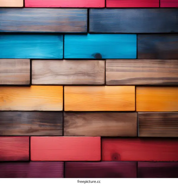 Multicolored Wooden Planks Texture Background